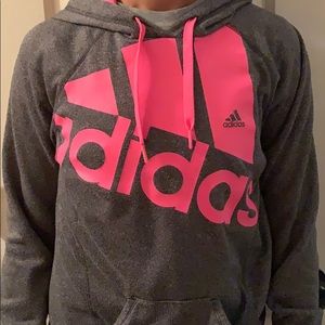 Pink and gray Adidas hoodie